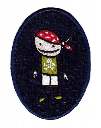 Naszywka naprasowanka CHŁOPIEC PIRAT ŁATA termoprzylepna haft 8,4x11,7cm, Wyszywane