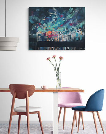 Obraz ręcznie malowany na płótnie 60 x 80 cm - abstrakcyjny pejzaż, Kasia Kulicka