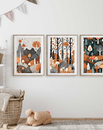 3 PLAKATY DO POKOJU DZIECKA jesienne obrazki, black dot studio