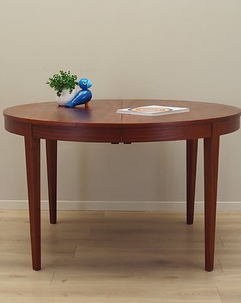 Stół okrągły mahoniowy, duński design, lata 70, produkcja: Dania, Przetwory design