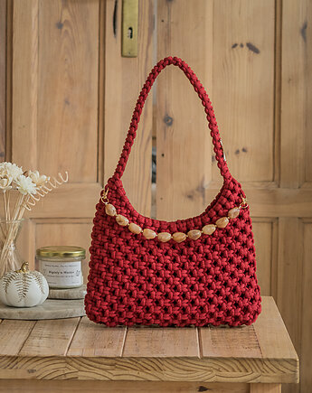 Makramowa torebka Soho Bag - bordo, Poplecione Makramy