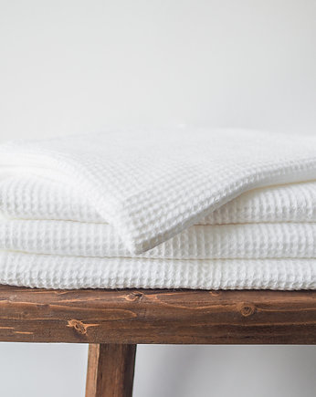 Lniany ręcznik wafel PURE WHITE, OKAZJE - Prezent na Wesele