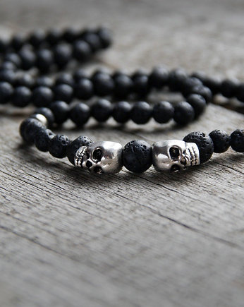Naszyjnik MĘSKI :: black LAVA & skulls, kaktusia