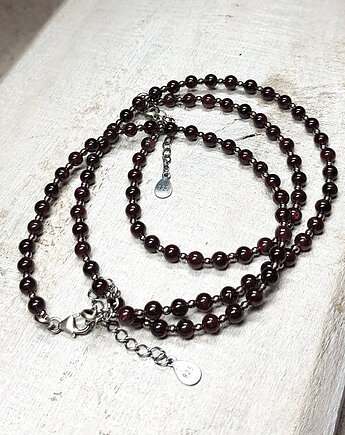 Korale i bransoletka granat komplet