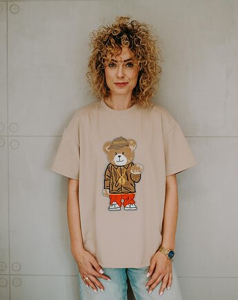 T-shirt oversize Snoop Teddy dla mamy beige, BejbiStory