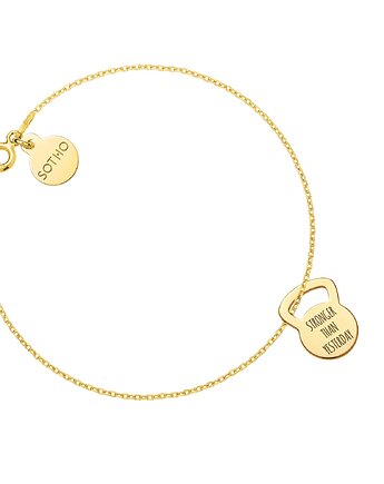 Złota bransoletka kettlebell STRONGER THAN YESTERDAY, SOTHO