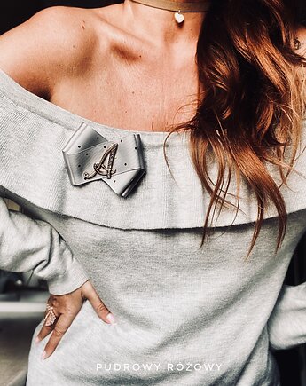 Brosza Personalizowana ze złotą Literką A, Pudrowy Różowy