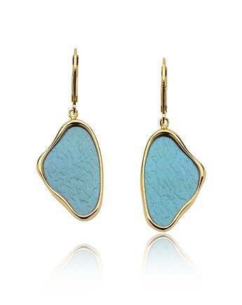 Kolczyki  z niebieskim  tytanem- srebrne 925, pozłacane, zapięcie angielskie, Ade Art