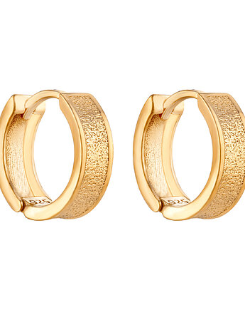 Złote kolczyki grube kółka z fakturą, SOTHO