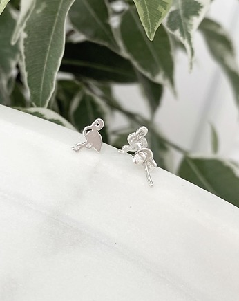 Flamingi - srebrne kolczyki sztyfty, Marisella