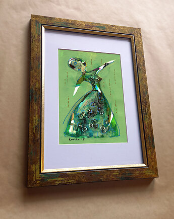 Kumoszka 3 - akwarela 16x24 cm unikat, Katarzyna Radzka