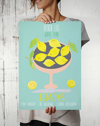 Cytryny - plakat kuchenny art giclee, minimalmill