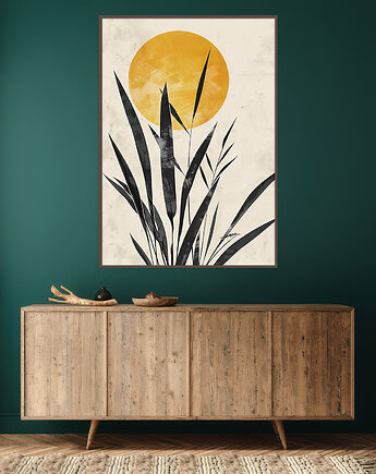 Strelizia - Plakat, druk - Chiński Orient, Harmonia Zen, Roślinny #26, Black Sapphire Art