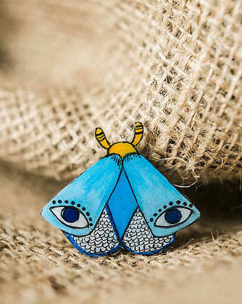 Przypinka  ćma patrzałka turkusowa, Pintura