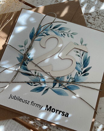 Ręcznie robiona kartka na 25 jubileusz firmy z personalizacją (25-lecie dział, sorte