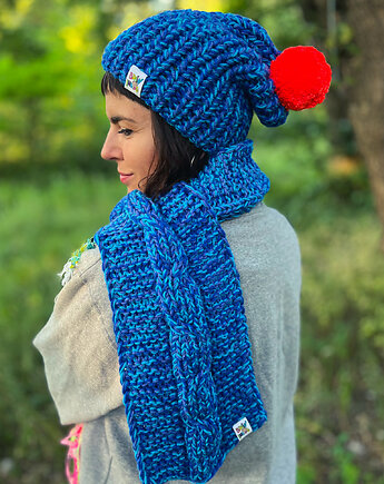 Szal MERINO 66% Niebieskości szalik, Brain Inside