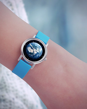 Zegarek  mały - Ziemia - silikonowy, niebieski, yenoo