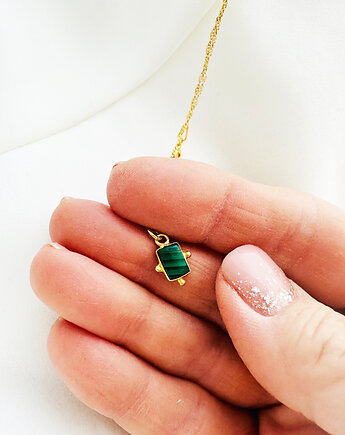 Naszyjnik  MALACHIT , zielony minerał, Anemon Atelier