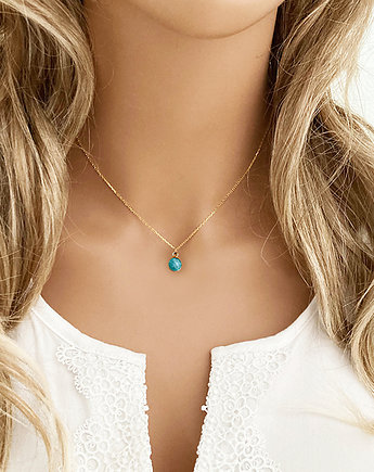 NASZYJNIK z amazonitem,  zielony kamień, Anemon Atelier