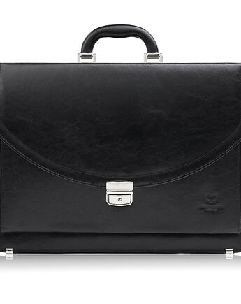 Aktówka męska skórzana do ręki i na ramię elegancka czarna S-46-BL, Paolo Peruzzi