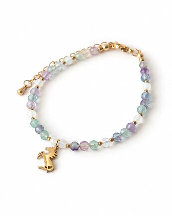 WILD SPIRIT bransoletka z kamieni - fluoryt i opal - koń, Greenmoon Handmade