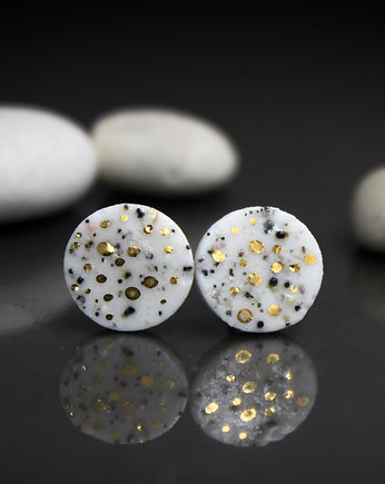 NERJA GOLD  11mm/stal chirurgiczna/kolczyki porcelanowe UNIKAT, Magda Łysiak