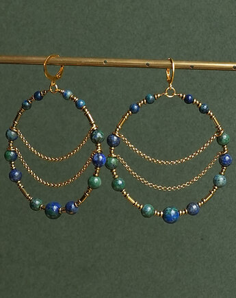 Duże kolczyki koła z chryzokolą i azurytem, AT NOON