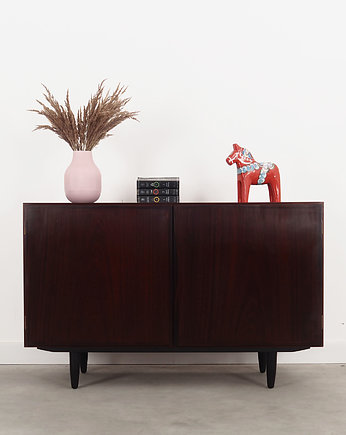 Szafka mahoniowa, duński design, lata 70, producent: Omann Jun, Przetwory design