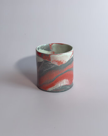 Czarka / kubek nerikomi czerwono-szary, mezkla studio
