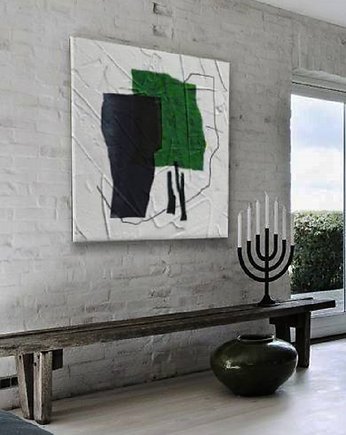 GREEN DOMINANTA - nowoczesny obraz do salonu, art and texture