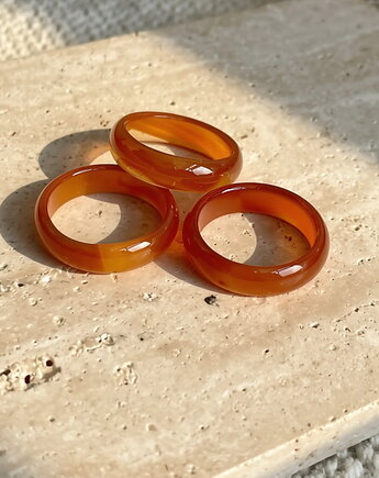 Pierścionek, obrączka  z naturalnego kamienia, minerał agat, Coccola JEWELLERY