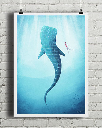 Rekin wielorybi - vintage plakat, minimalmill