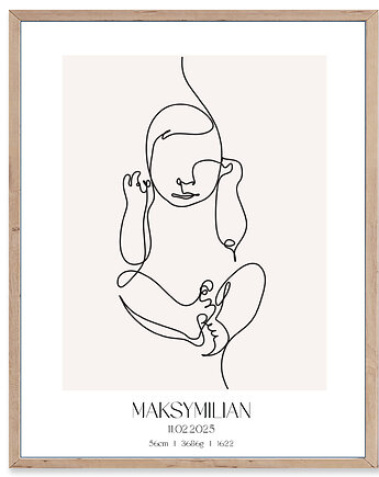 Metryczka, Plakat Line Art dla dziecka, Plakat z imieniem, chrzciny plakat, Wallie Studio Dekoracji