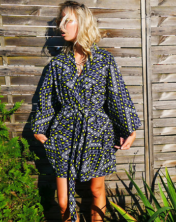 Szare kimono w limonkowe krople, Pintera