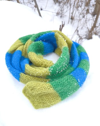 Szaliczek w paski z alpaki ALPACZINA kolory, sploteka