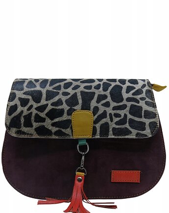 Torebka damska klasyczna zamszowa odpinany wymienny chwost brelok OLIVKA, Olivka Warsaw