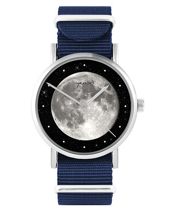Zegarek - Księżyc - granatowy, nylonowy, yenoo