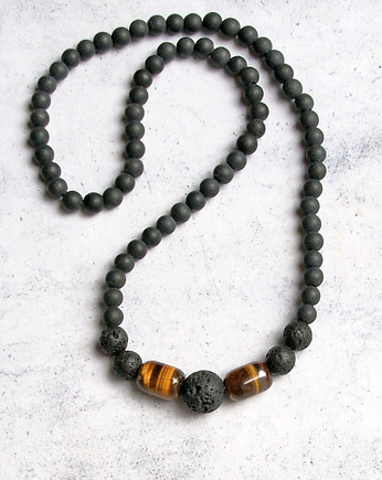 Naszyjnik MĘSKI :: tiger's eye & LAVA III, kaktusia