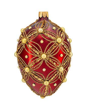 Bombka choinkowa szklana ręcznie malowana: Jajo Faberge: bordowe, Syn Bombkarza