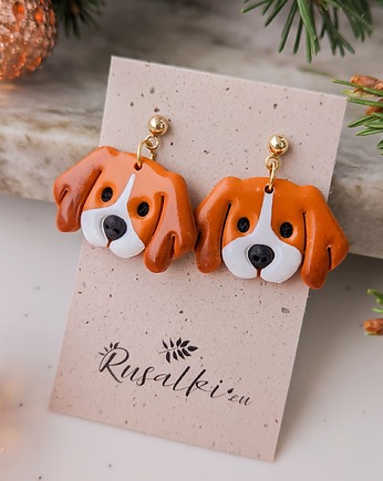 Kolczyki Beagle. Biżuteria z psem, prezent dla właściciela psa, pieska, Dary Rusałki