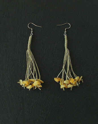 Jadeit żółty kolczyki Nature