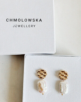 Kolczyki pozłacane z Perłą, Chmolowska Jewellery