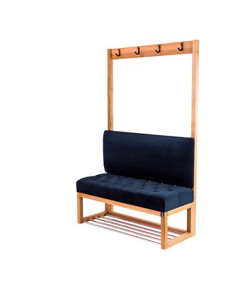 Ławka Szafka Pufa Pikowane Siedzisko Granatowy Wieszak LPP-17, EMRA WOOD DESIGN