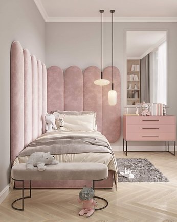 Łóżko tapicerowane dziecięce ze skrzynią, łóżko dziecięce, łóżko, Papierówka Simple form of furniture