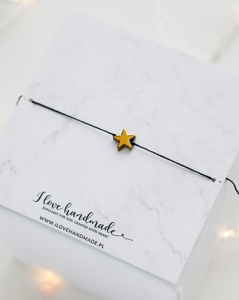 Bransoletka czarny sznureczek z gwiazdką, Ilovehandmade
