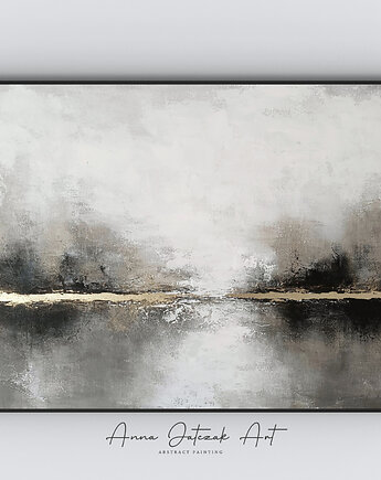 ZŁOTA LINIA CISZY  Ręcznie malowany obraz ze złotem 100x70 cm, Anna Jatczak Art