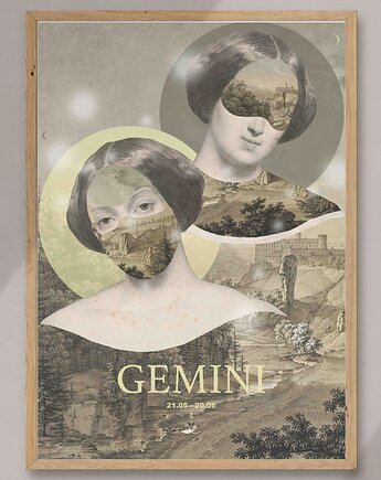 Plakat Zodiac Gemini, zlepki sklejki