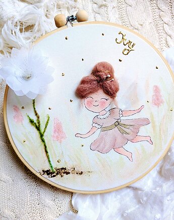 Ręcznie malowany obrazek z aniołkiem, pamiątka dla dziewczynki, gingerolla