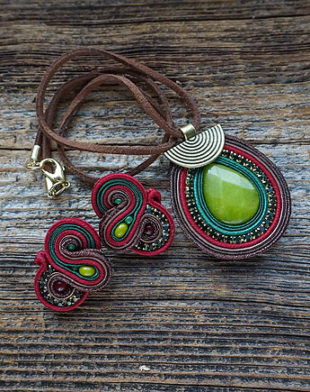 Komplet bizuterii sutasz- naszyjnik plus kolczyki, Mró Soutache