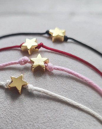 Złocona bransoletka STAR gwiazdka na sznurku czarny, COCONUT